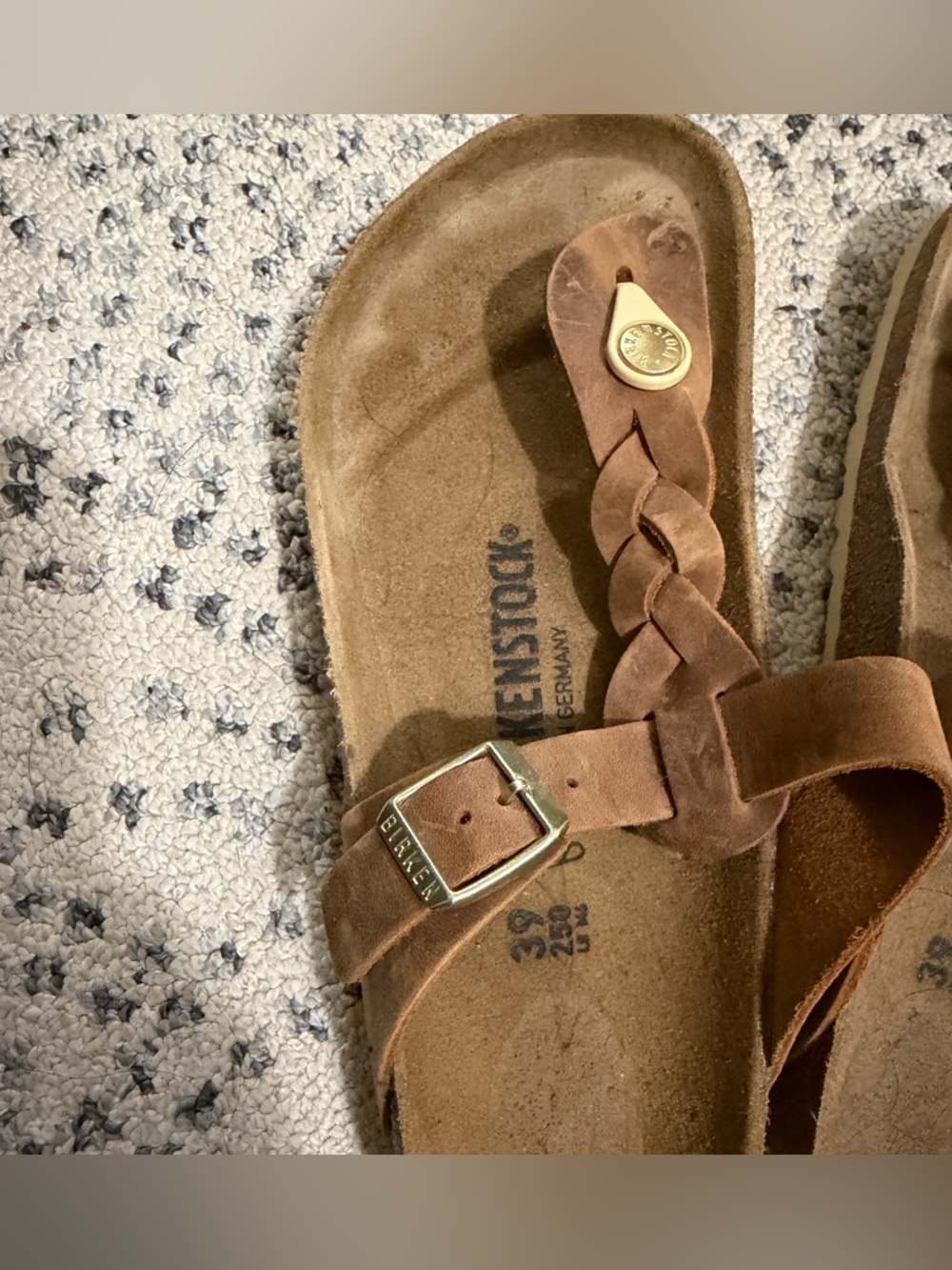 Birkenstock Brown Braided Leather Toe-Post Sandals - Picture 2 of 8